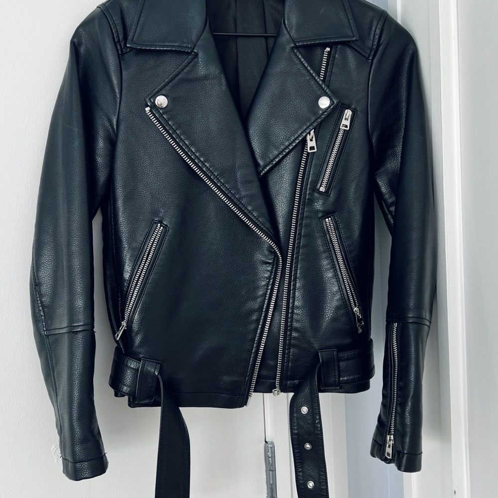 TOPSHOP Black Leather Moto Jacket